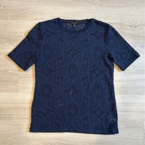 J. Crew Women’s Navy Netted/Lace Stretch T-Shirt - M